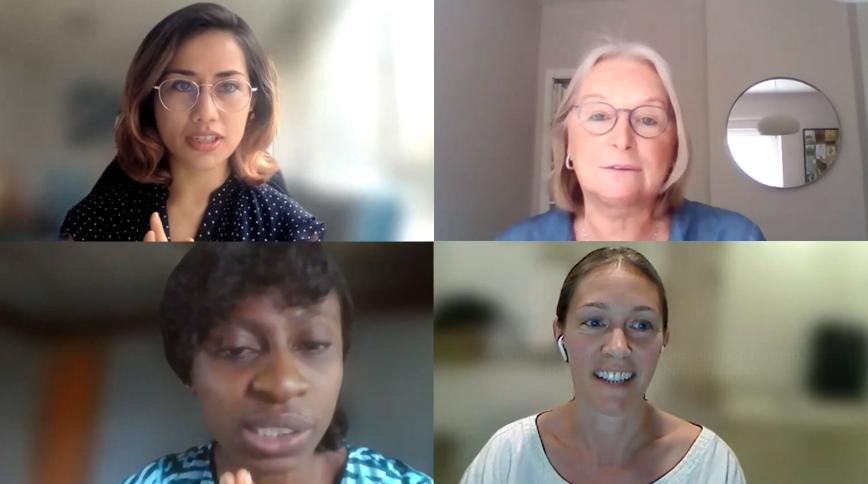 Headshots of the four women panelists